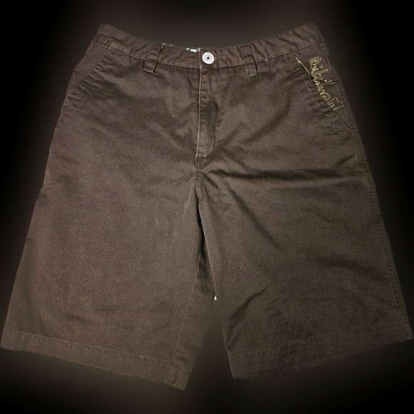 Men's Quicksilver Brown Bermuda Skate Shorts.  Embroidered Size 32 - Picture 1 of 9